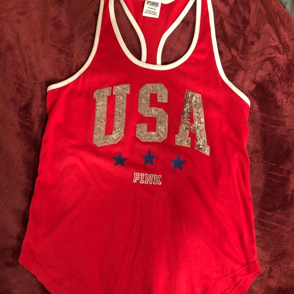 Vs pink razor back bling tank